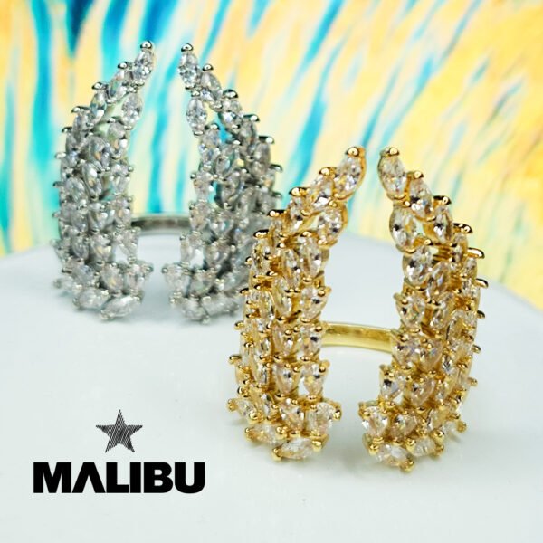 Anillo abierto de zirconia cúbica Alas Dorado