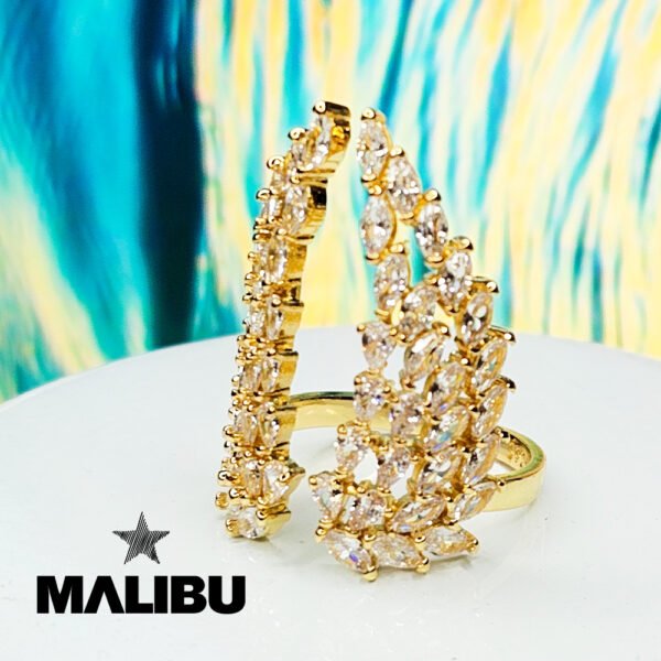 Anillo abierto de zirconia cúbica Alas Dorado