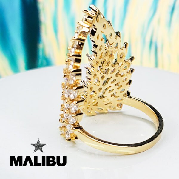 Anillo abierto de zirconia cúbica Alas Dorado