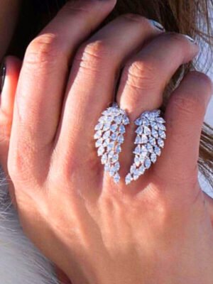 Anillo abierto de zirconia cúbica Alas Dorado