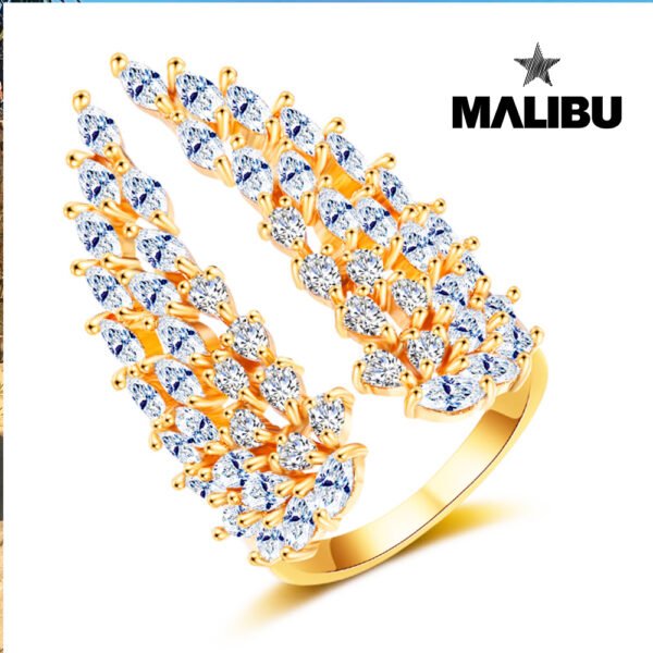 Anillo abierto de zirconia cúbica Alas Dorado